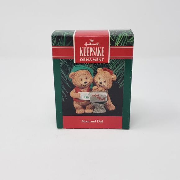 1990 Hallmark Mom and Dad Handcrafted Keepsake Holiday Christmas Ornament. - Picture 1 of 5